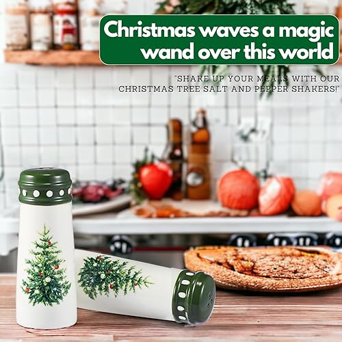 Miniatura 2 de Saleros y pimenteros navideños de árbol, decoración de cocina navideña, bonito juego de salero y pimentero de granja, decoraciones de pino verde,