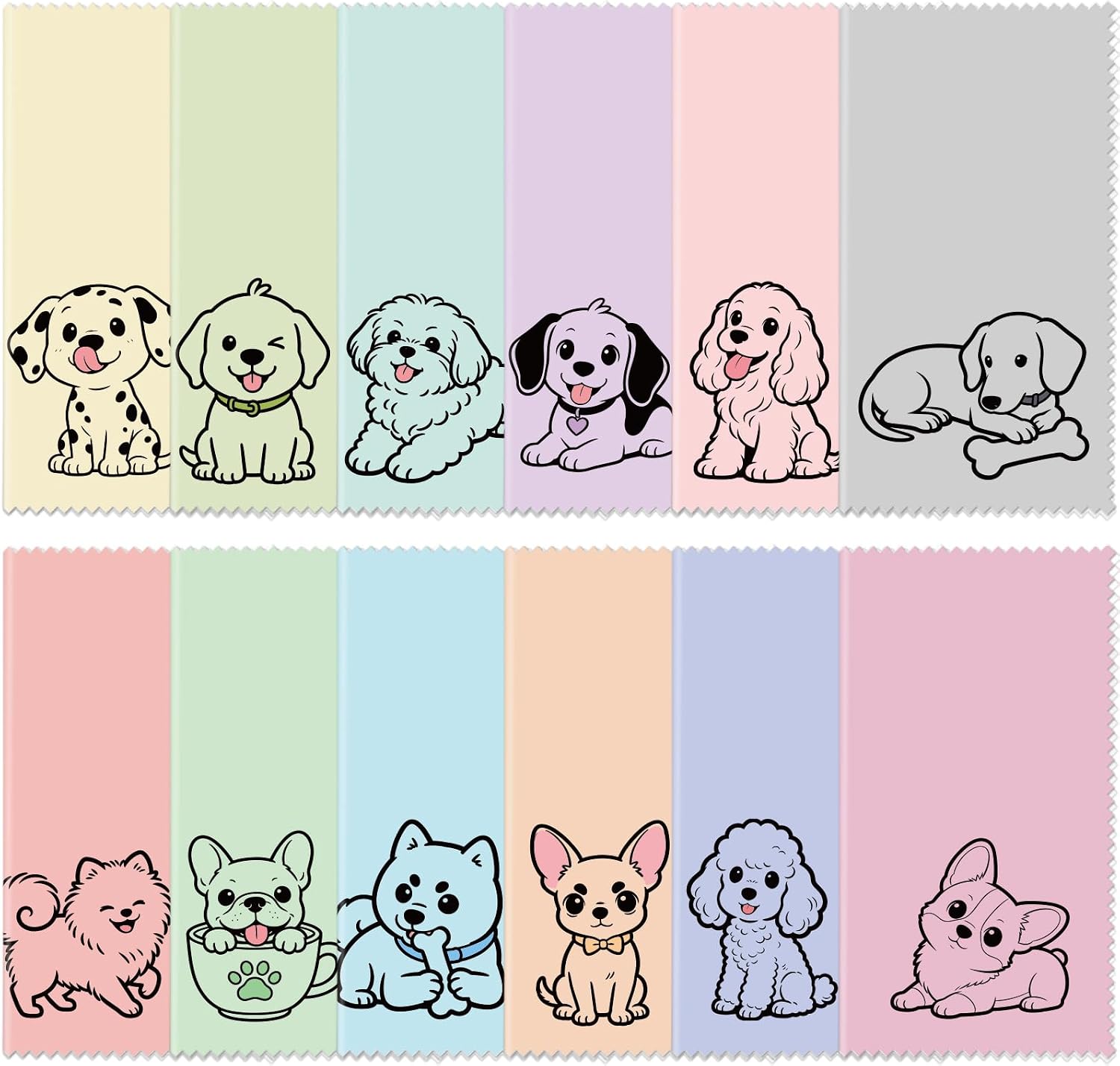 MAYJOYDIY 24 Pack Cute Dog Microfiber Cleaning Cloths 6.3x6.3 Inch Cartoon Puppy Eyeglass Clean Cloth Reusable Glasses Cleaner for Sunglasses Phone Screens Camera Lenses Jewelry