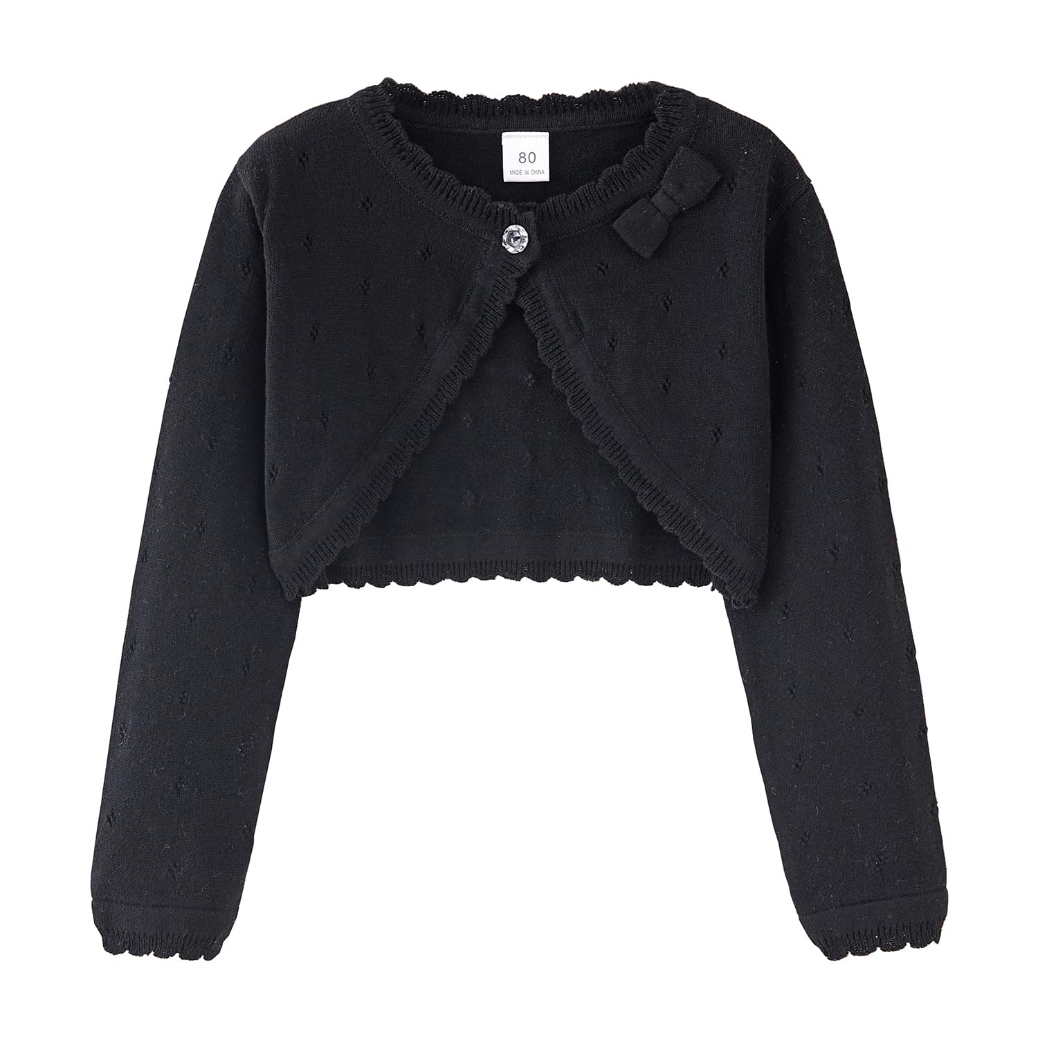 Cárdigan de punto para niñas pequeñas, suéter de manga larga con lazo, talla 12M-6T