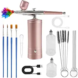 Kit de aerógrafo com compressor, pistola de aerógrafo portátil recarregável de 1000 mAh, pintura portátil sem fio, mini conjunto de aerógrafo de unha portátil, spray de aerógrafo de unhas para pintura