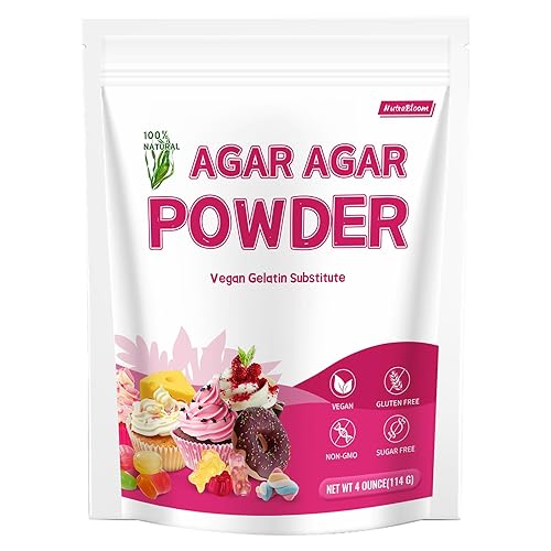 NutraBloom Agar en polvo de agar, sustituto de gelatina sin sabor vegano 100% natural, apto para ceto, sin OMG, sin azúcar y sin gluten, polvo