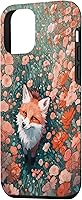 Vista 2 de iPhone 12 mini lindo zorro campo de flores bebé zorro impresión arte zorros amante caso