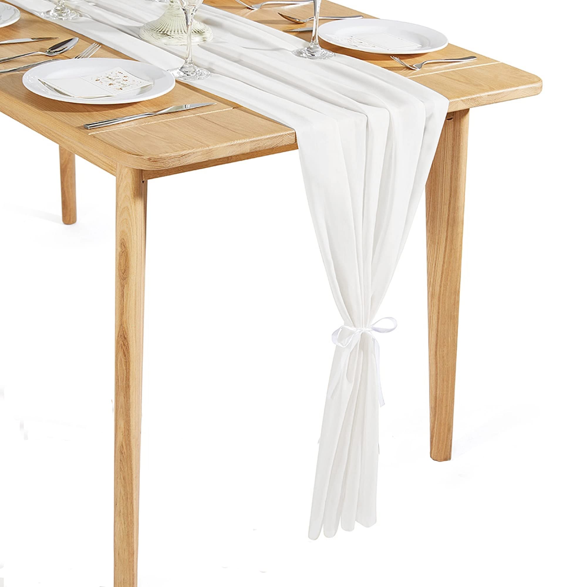 Time to Sparkle 5PCS 10FT Chiffon Table Runner (Ivory)