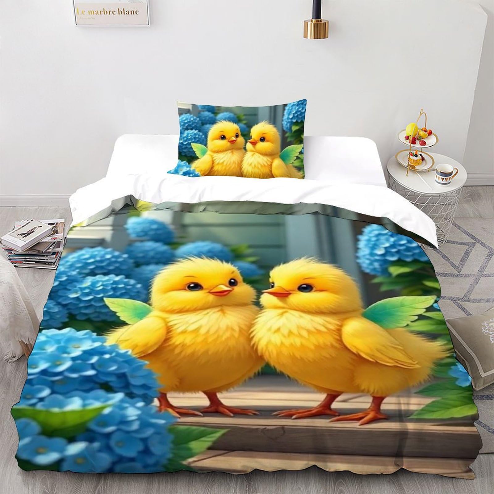 Housse de couette imprimé 3D animaux avec fermeture éclair literie microfibre 135x200