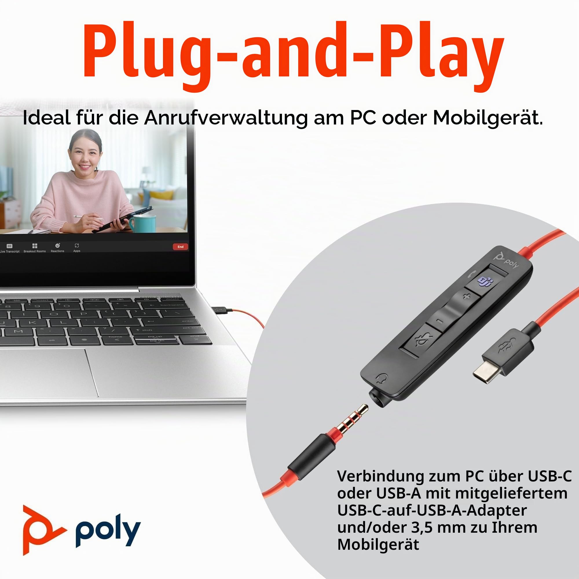 Poly Headset Blackwire C3325 Teams USB-A/C etail