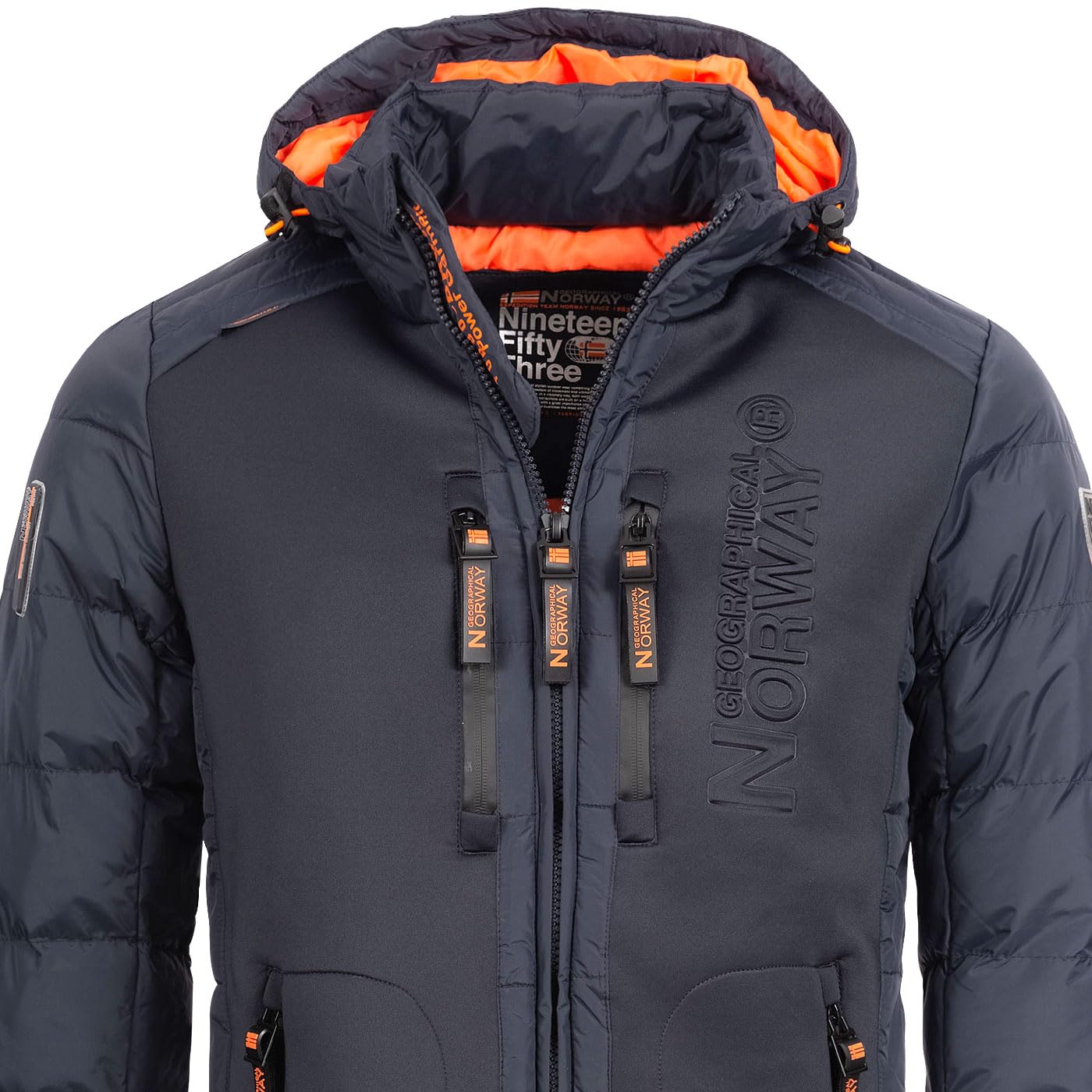 Geographical Norway Hommes Veste Matelassée Veste d'hiver à Capuche – Doublé Chaud Anorak - Extérieur Ski Snowboard Veste A Capuche pour l'hiver/Automne dans Bundle avec UD Bonnet