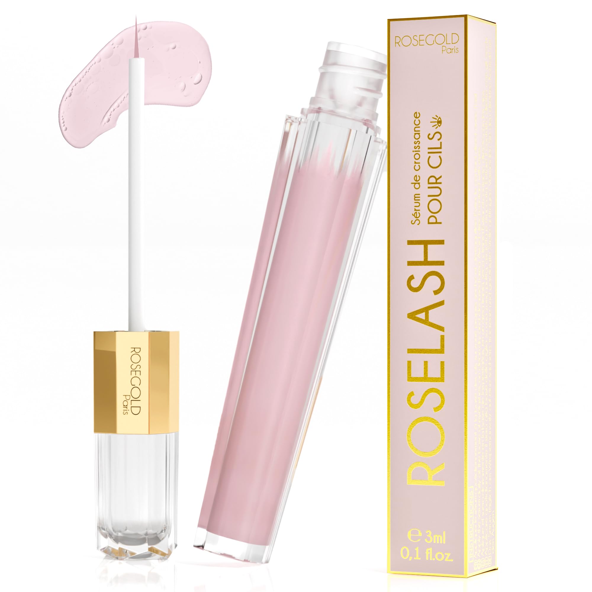 ROSEGOLD ROSELASH Eyelash Serum Natural Serum for Longer, Thicker and Thicker Eyelashes - Made From 95% Natural Ingredients - No Hormones, No Perfume (1 Month)