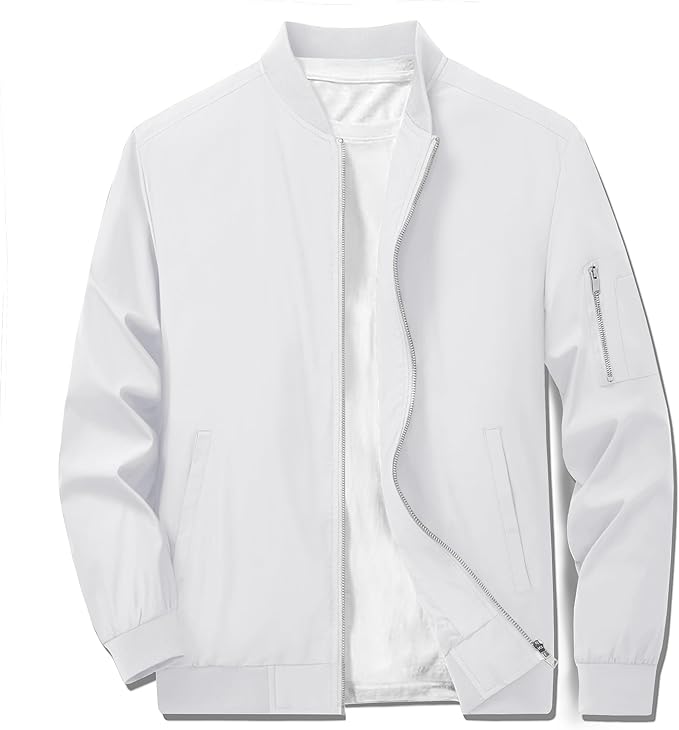 TACVASEN Men's Lightweight Jacket Casual Spring Fall Windbreaker Bomber Zip Up Coat with Pocket