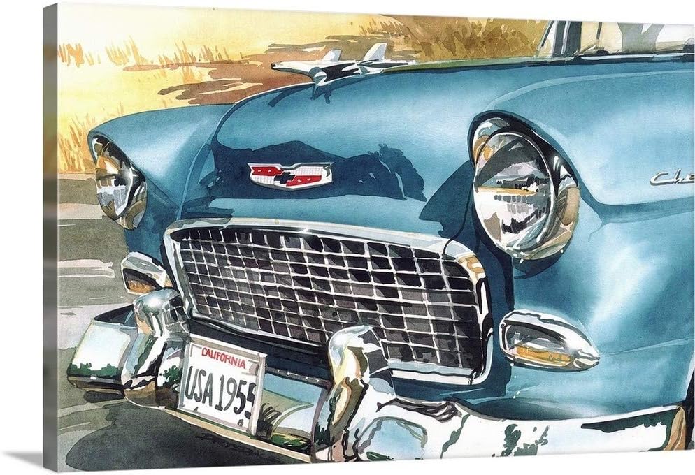 CANVAS ON DEMAND 55 Chevy with Border Canvas Wall Art Print by Bill Drysdale, Classic, Contemporary, Home Decor, Artwork,18" x12in