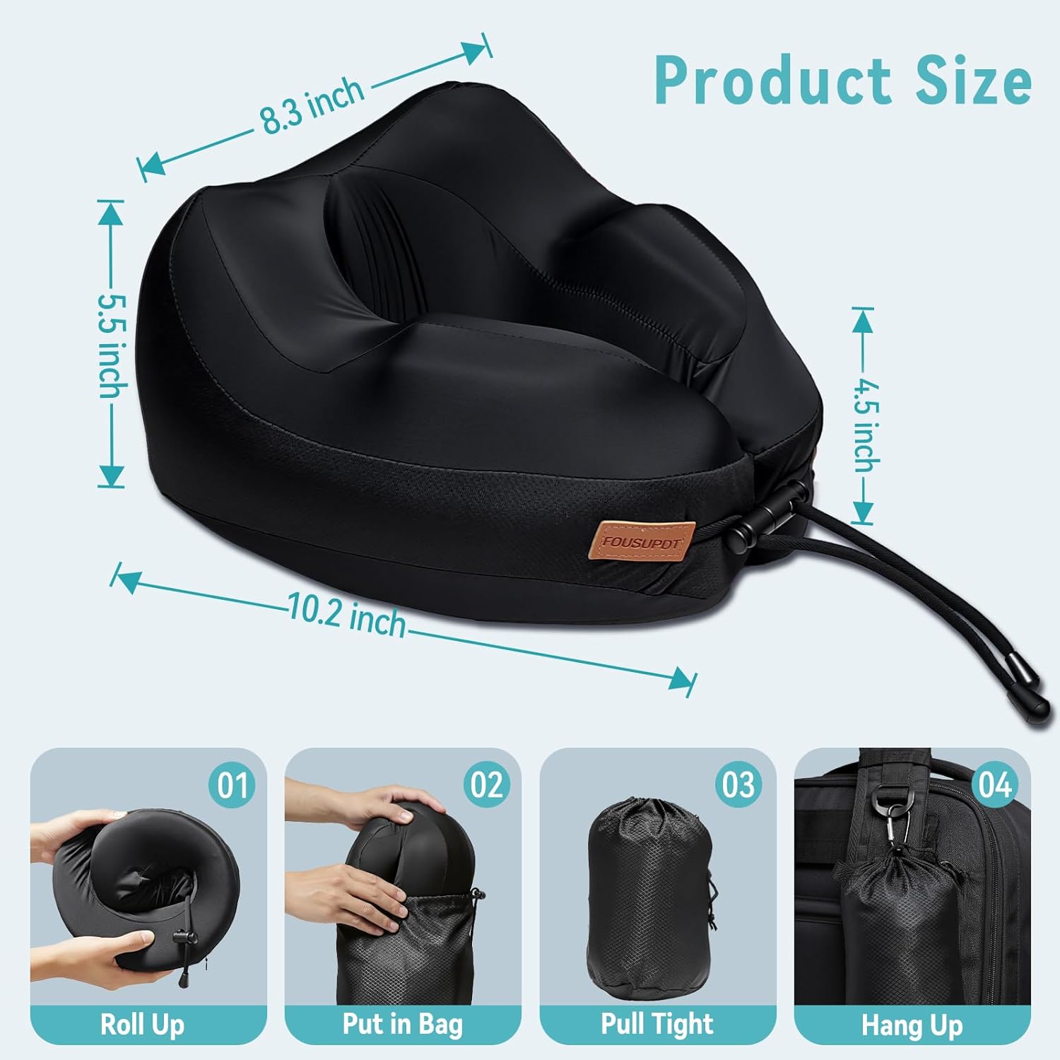 Travel Pillow for Airplane, Memory Foam Airplane Neck Pillow for Long Flight Sleeping, Soft, Comfort Portable Travel Neck Pillow for Flight, Drive, Work, Rest, with Storage Bag - Image 5