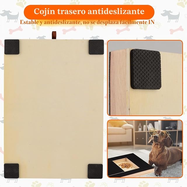 Foto 3 de 8 de Rascador para perros con caja de golosinas, 35 x 25 x 3 cm, almohadilla para uñas
