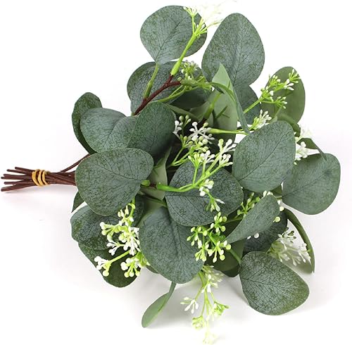30 hojas de eucalipto artificiales largas ovaladas de eucalipto sintético hojas de vegetación sintética decoración de boda vegetación falsa ramos de