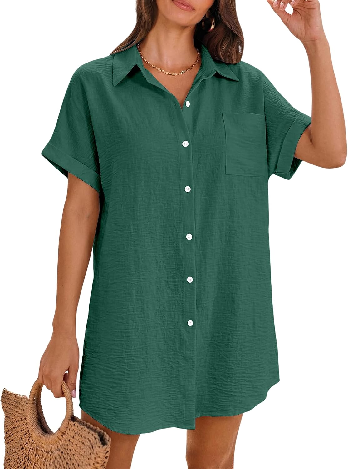 Magritta Women's Button Down Shirt Dress Beach Cover Up S-3XL image 4