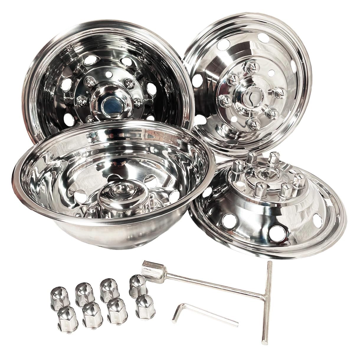 4pcs 16" Polished 304 Stainless Steel Wheel Simulators For Ram 3500