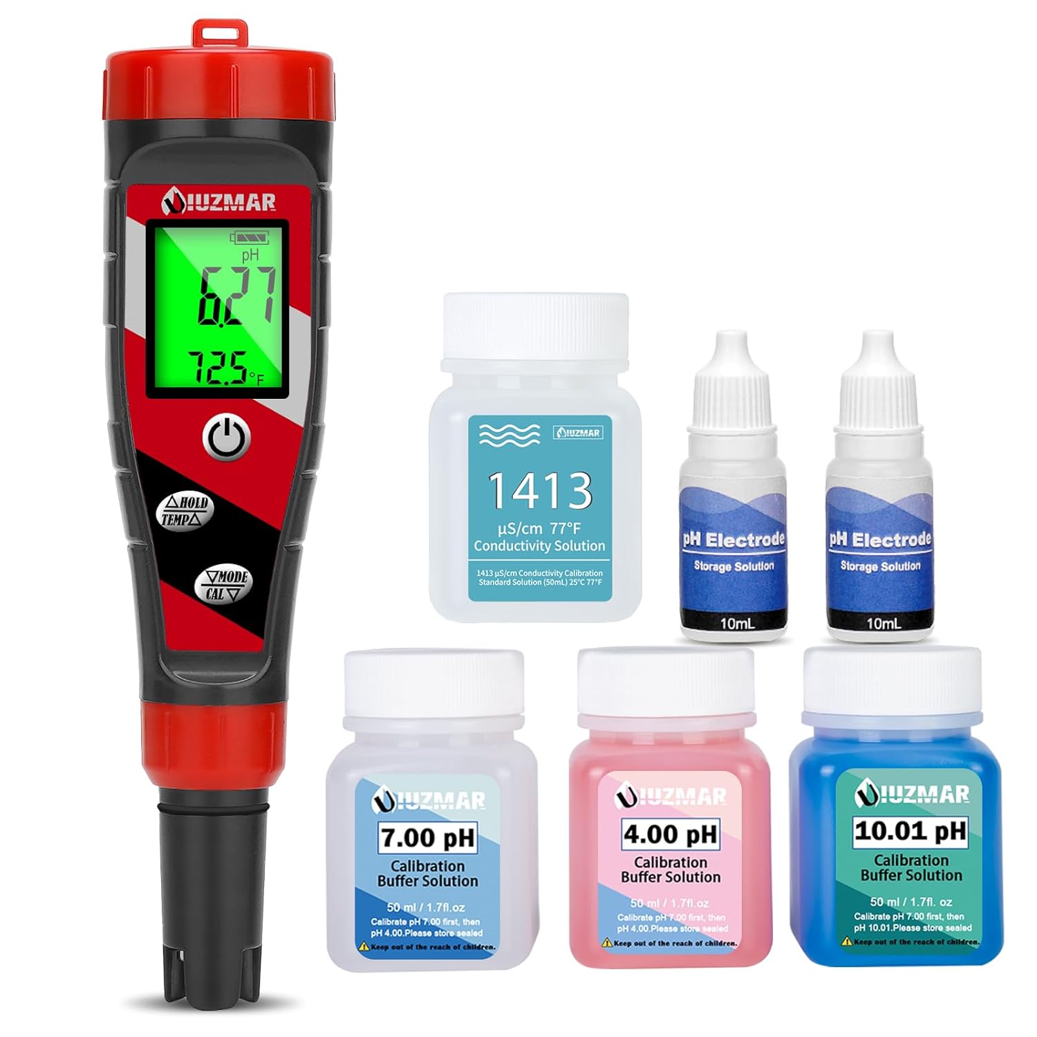 Accurate pH Tester TDS EC Reader and pH Calibration Solution