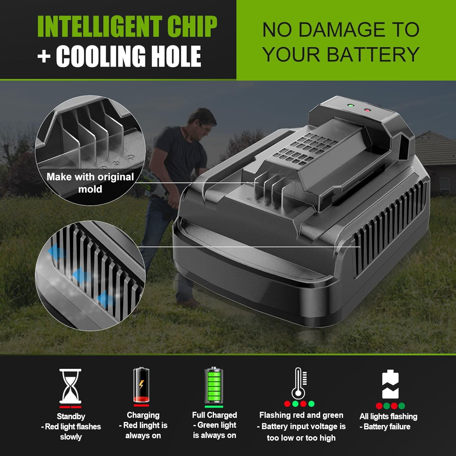 【Faster!!】 Replacement for EGO Battery Charger 56-Volt Lithium-ion Charger Model CH2100