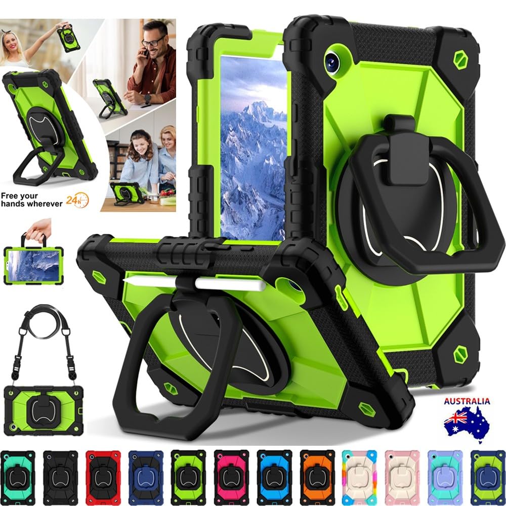 Generic etui kompatybilne z Samsung Galaxy Tab A9 8,7 SM-X110 X115 X117 (kolor: kolorowy niebieski) odporny na wstrząsy futerał twardy tył twardy silikonowy stojak pokrowiec