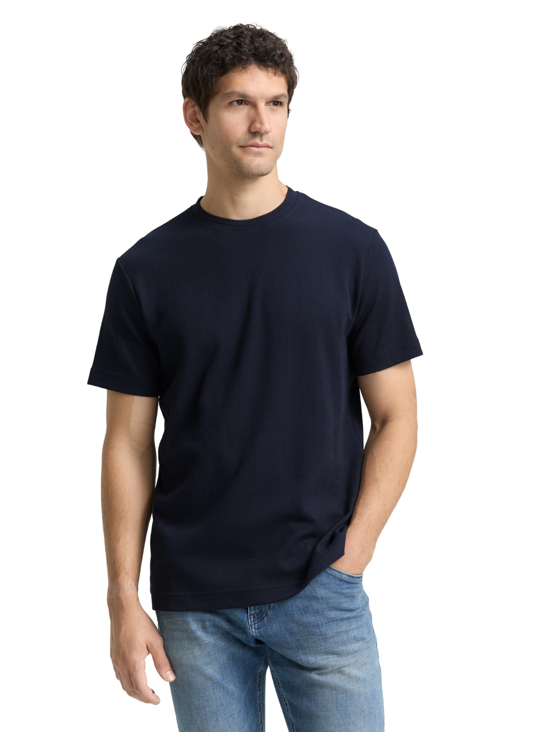 TOM TAILOR Herren T-Shirt mit Waffelstruktur