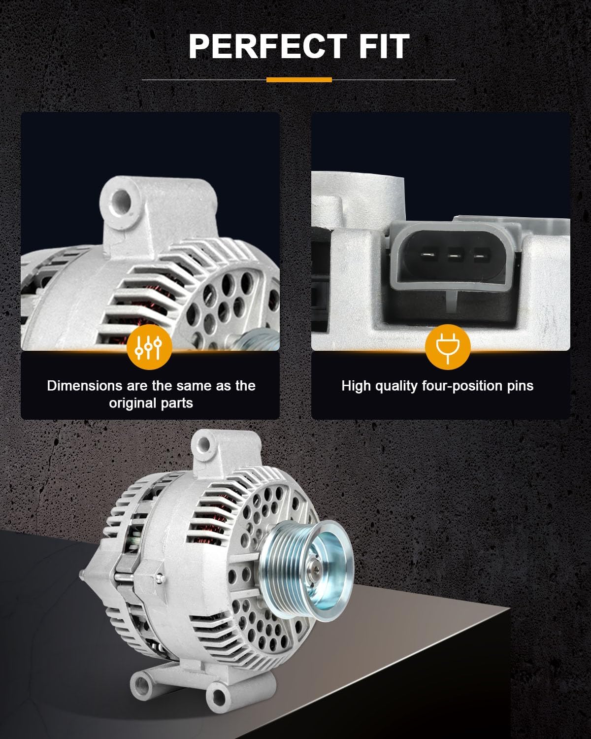 ROADFAR Alternator Compatible for for Ford for E-350 Club Wagon 2003,for Ford for E-350 Econoline 1995-1998,for Ford for E-350 Econoline Club Wagon 1995-2002, Replace 7768