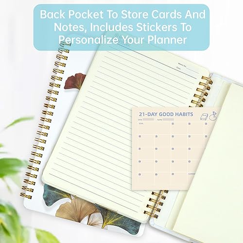 Miniatura 18 de Mlife Cuaderno encuadernado en espiral A5, 160 páginas, diario de 3.53 oz/yd², cuaderno de notas de 8.5 x 6 pulgadas, cuadernos con bolsillos