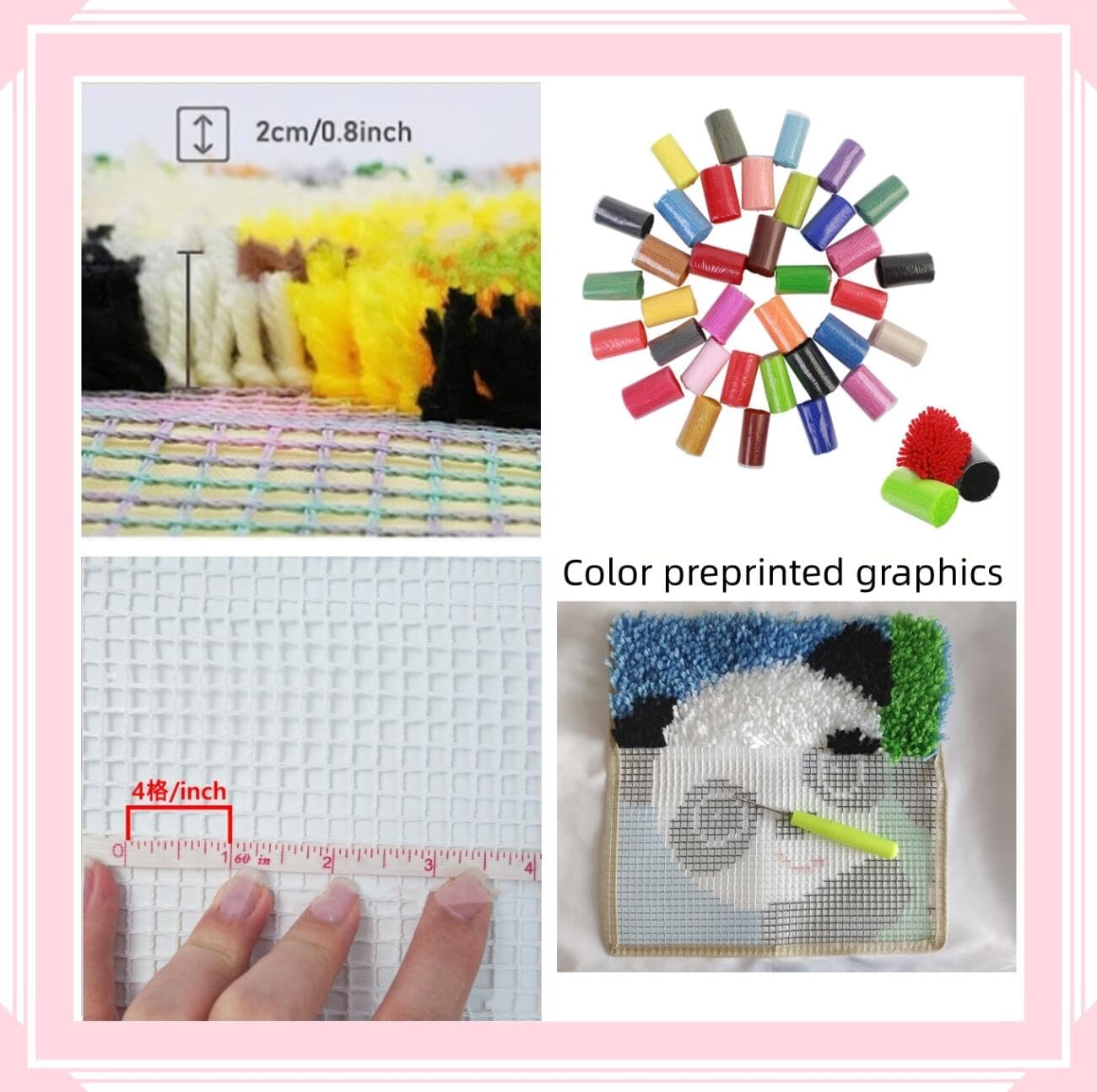 Kitquiver Knüpfteppich Set Rund Goldene Rosen 60x60cm | Blumen Knüpfset Für Anfänger，Gobelin-Teppich-Sets Für Erwachsene，Selbstknüpfendes Set，Diy-Bastelsets