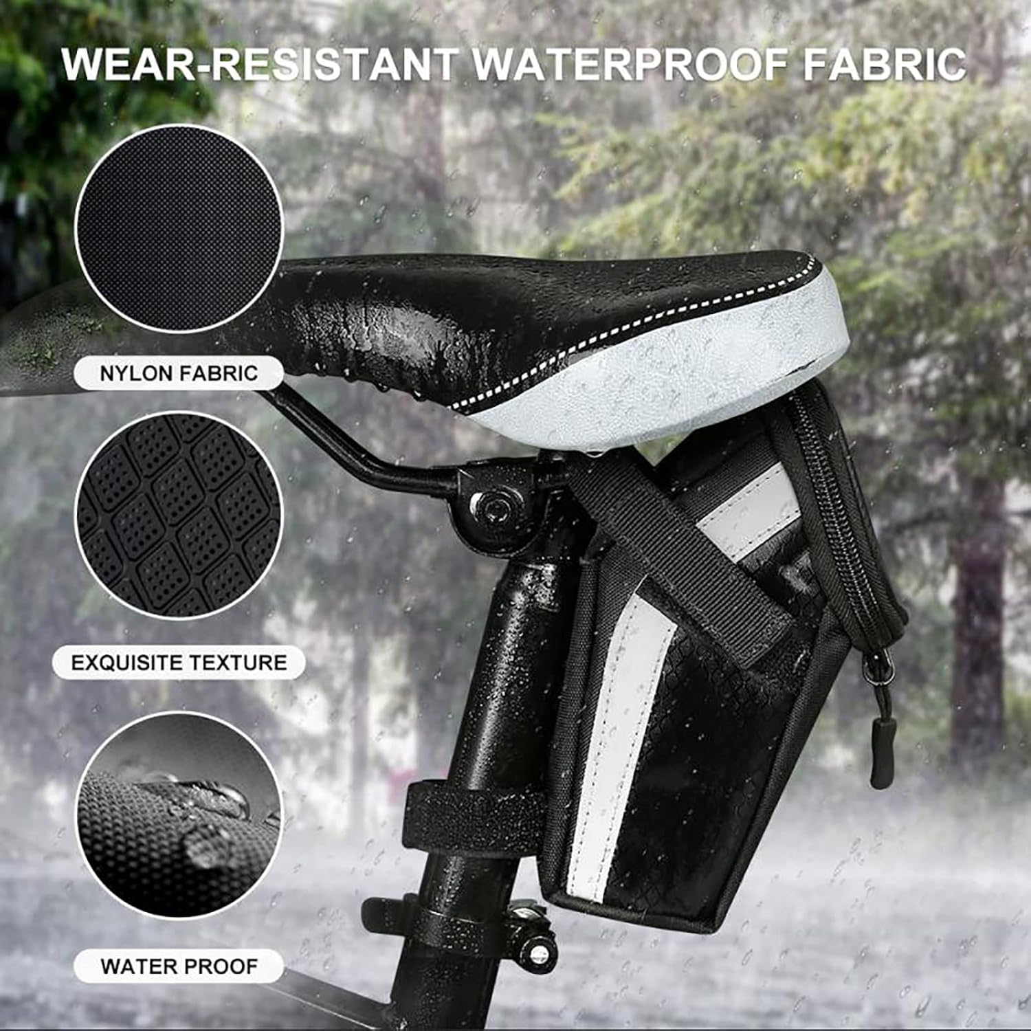 Bicycle Tail Rear Pouch Bag Rainproof Bike Saddle Bag Under Seat 3D Shell Cycling Seat Pack for Mountain Road Bikes