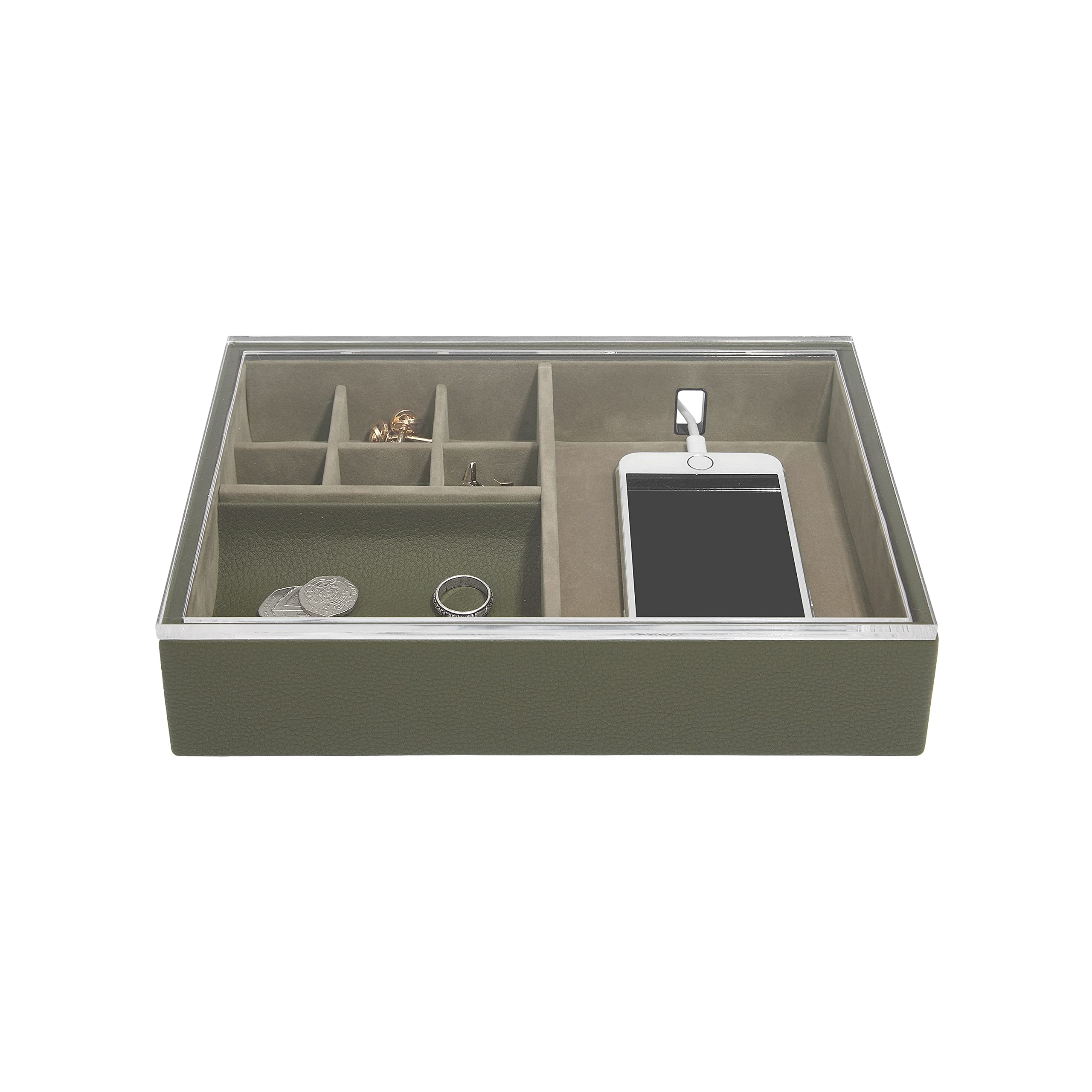 Stackers Olive Green Valet & Acrylic Lid