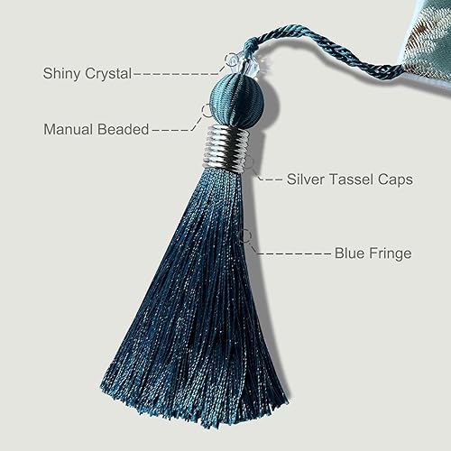 Miniatura 3 de HeMiaor Lujosos caminos de mesa de 98 pulgadas de tela jacquard de chenilla con exquisita decoración de borlas colgantes para decoración de bodas,