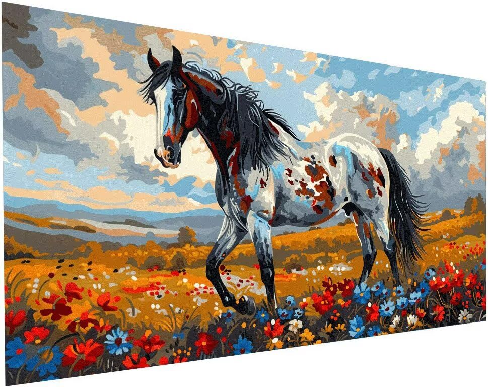 Loisirs Créatifs Adultes S-384 contre le Stress : Grand Kit Diamond Painting Cheval