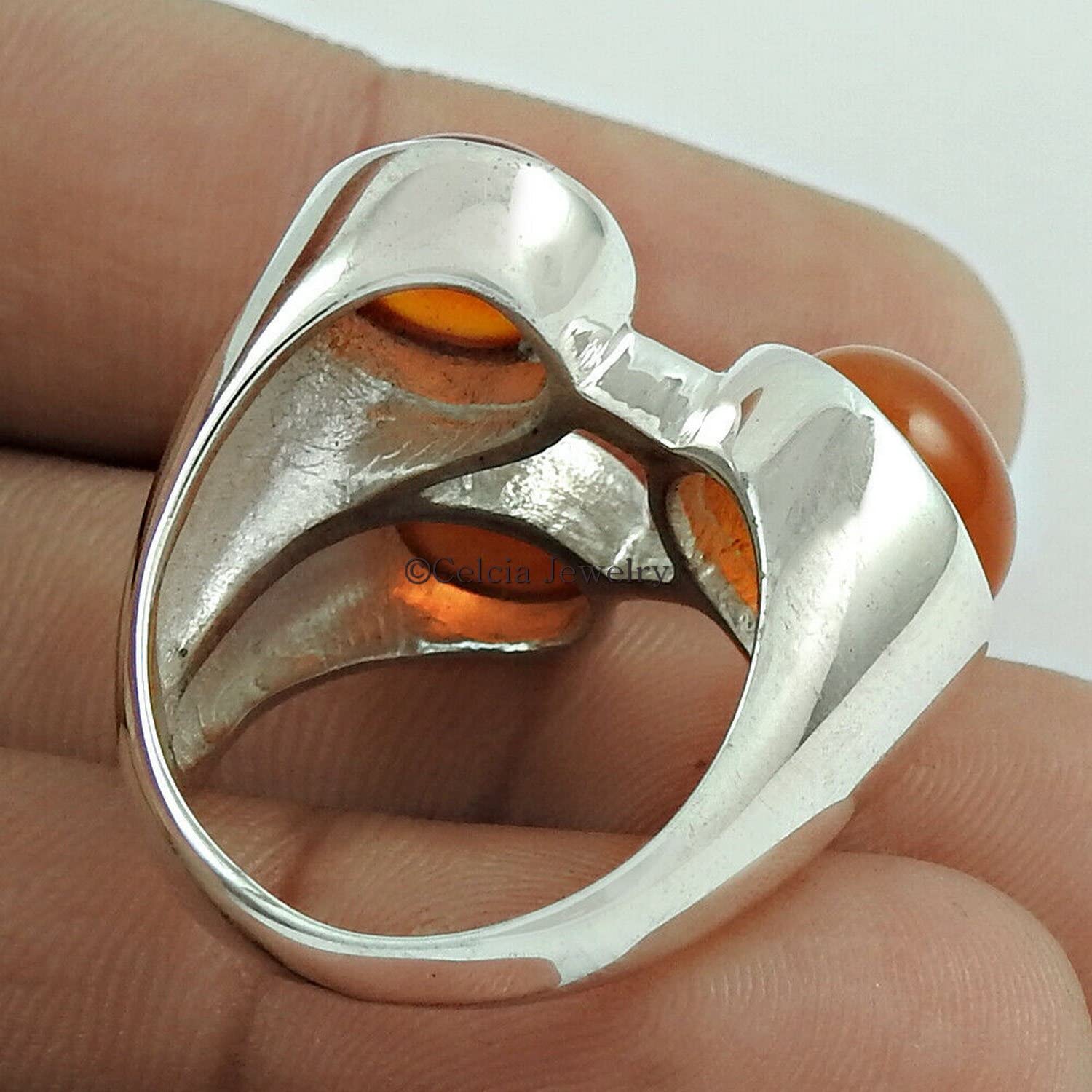 Anello impilabile fatto a mano in corniola genuina, anello rotondo multipietra, anello nuziale, anello antico elegante, anello fantasia, anello Boho, anello esclusivo per regali metafisici (corniola)