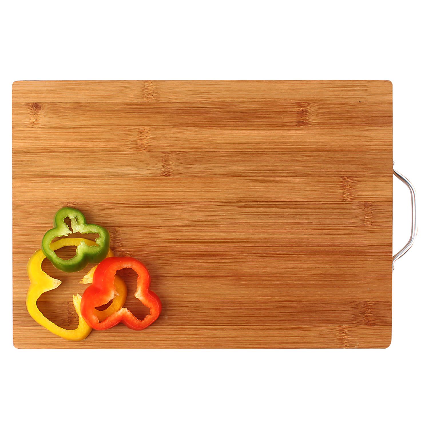 HOKIPO Bamboo Wooden Chopping Board with Handle - Large - 34 x 24 x 1.8 cm