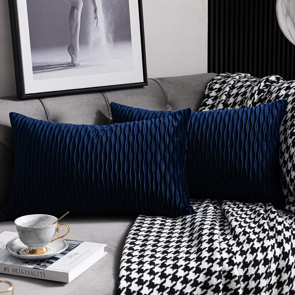 navy rectangle throw pillow