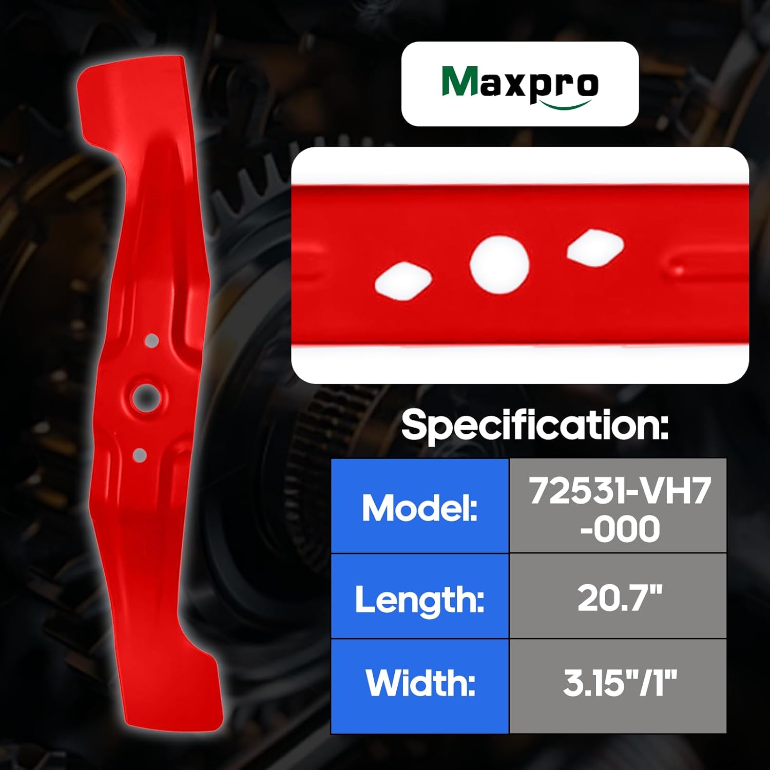 MAXPRO Mower Mulching Blade Compatible with Honda Model HRR2169 K9#HRR2169VLA HRR2169VYA HRR2169VKA HRR2169PKA Replaces (Serial Number Range: 8670001 and up (72531-VH7-000)