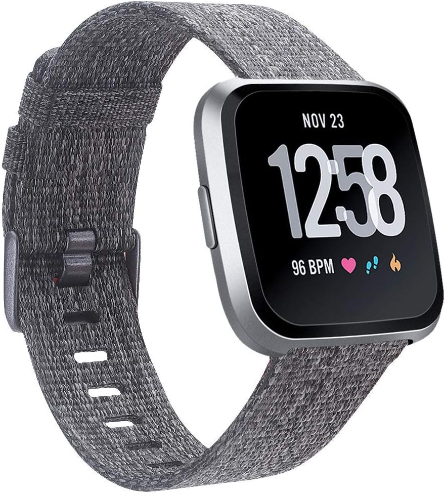 EZCO Bands Compatible with Fitbit Versa / Versa 2 / Versa Lite, Woven Fabric Breathable Watch Strap Quick Release Replacement Wristband Accessories Compatible Versa Smart Watch Women Man