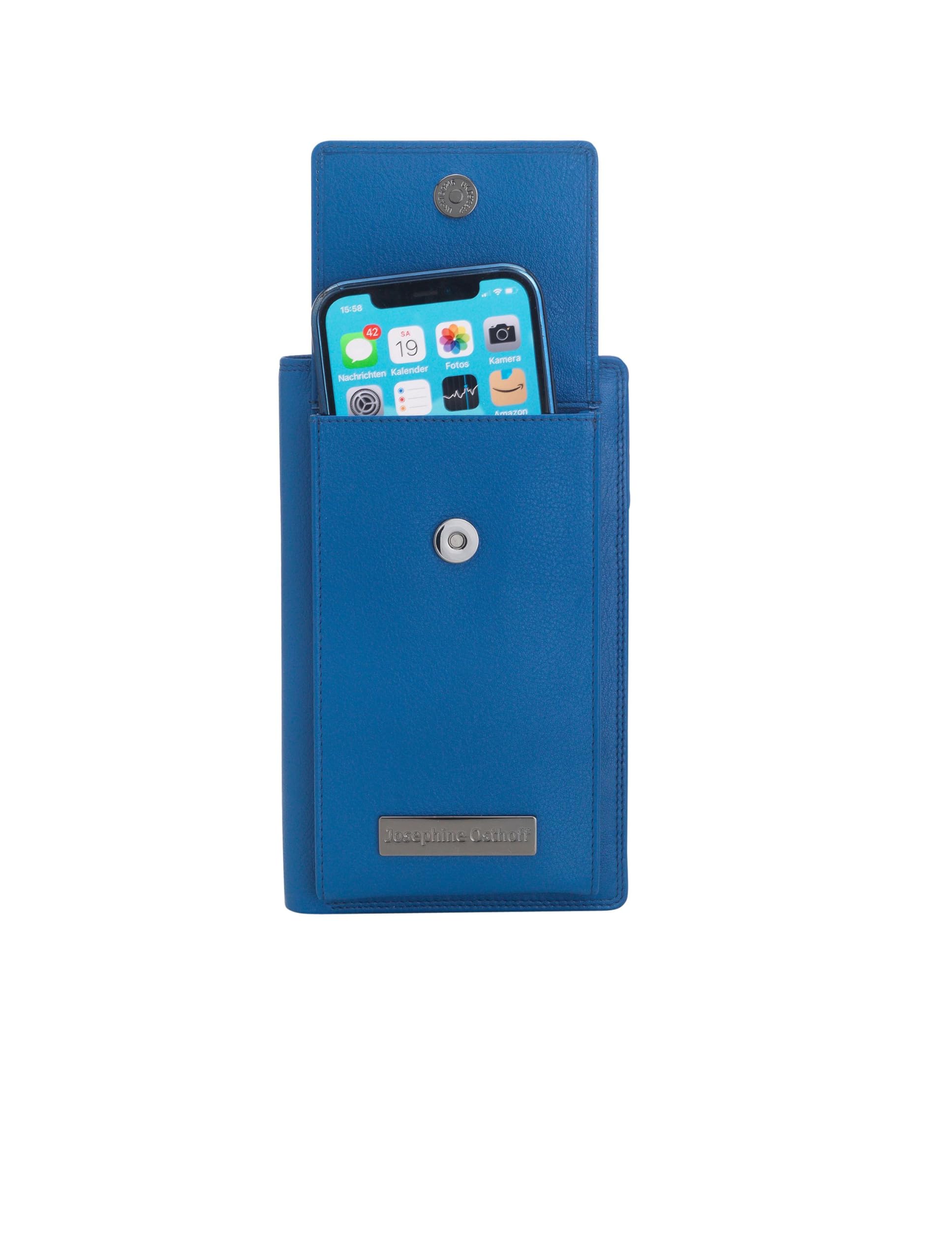 Torebka na telefon komórkowy z portfelem do zawieszenia damska duża prawdziwa skóra torba na ramię na telefon komórkowy smartfon torba z ochroną RFID zamek błyskawiczny Crossbody (102), Royal, 18 x 12 x 3,5 cm