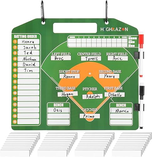Magnetic Baseball Coach Clipboard, Dry Erase Coach Lineup Board, Premium Tactical Baseball Coaching Board with 40 Lineup Cards and Marker, Dugout