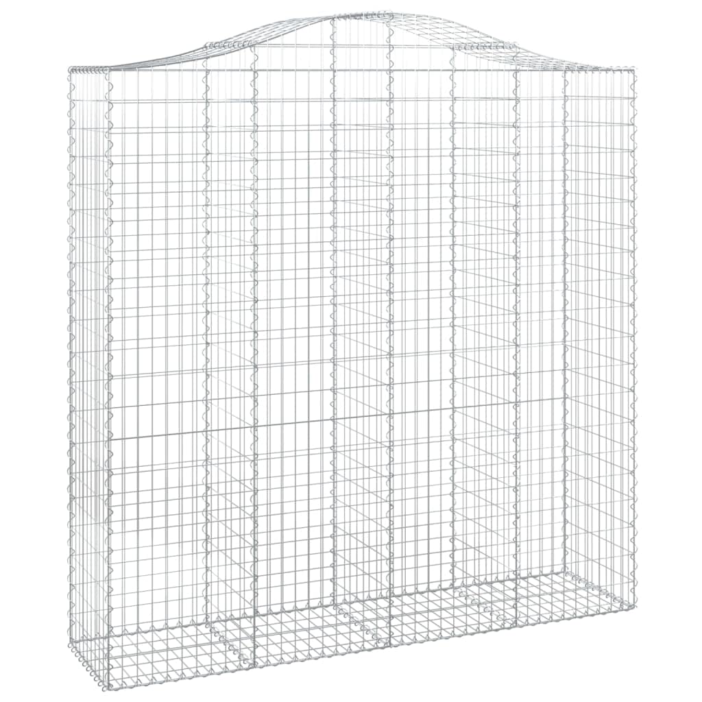 Gavión con arco alto, 200 x 50 x 200/220 cm, hierro galvanizado, plata | Malla metálica decorativa para patio y patio trasero, protección visual sin piedras para llenar con ganchos.