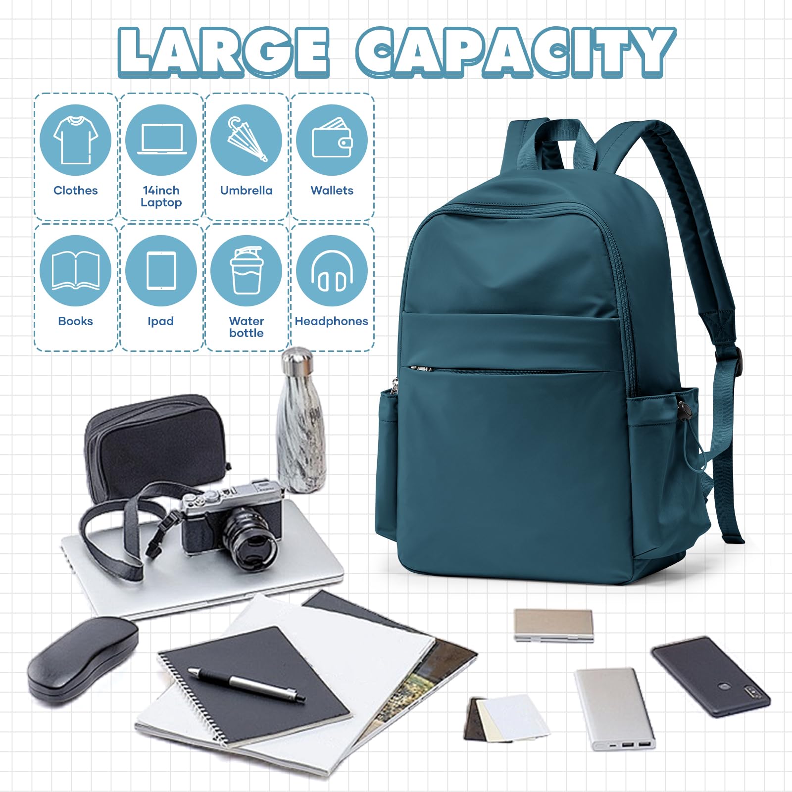 WEPLAN Zaini Scuola Superiore Ragazza Zaino Scuola Media Zaino Università Zainetto Cartella Casual Daypacks Borsa da Scuola Zaino Donna Scuola Viaggio Impermeabile Backpack Zaino porta PC 14 Pollici
