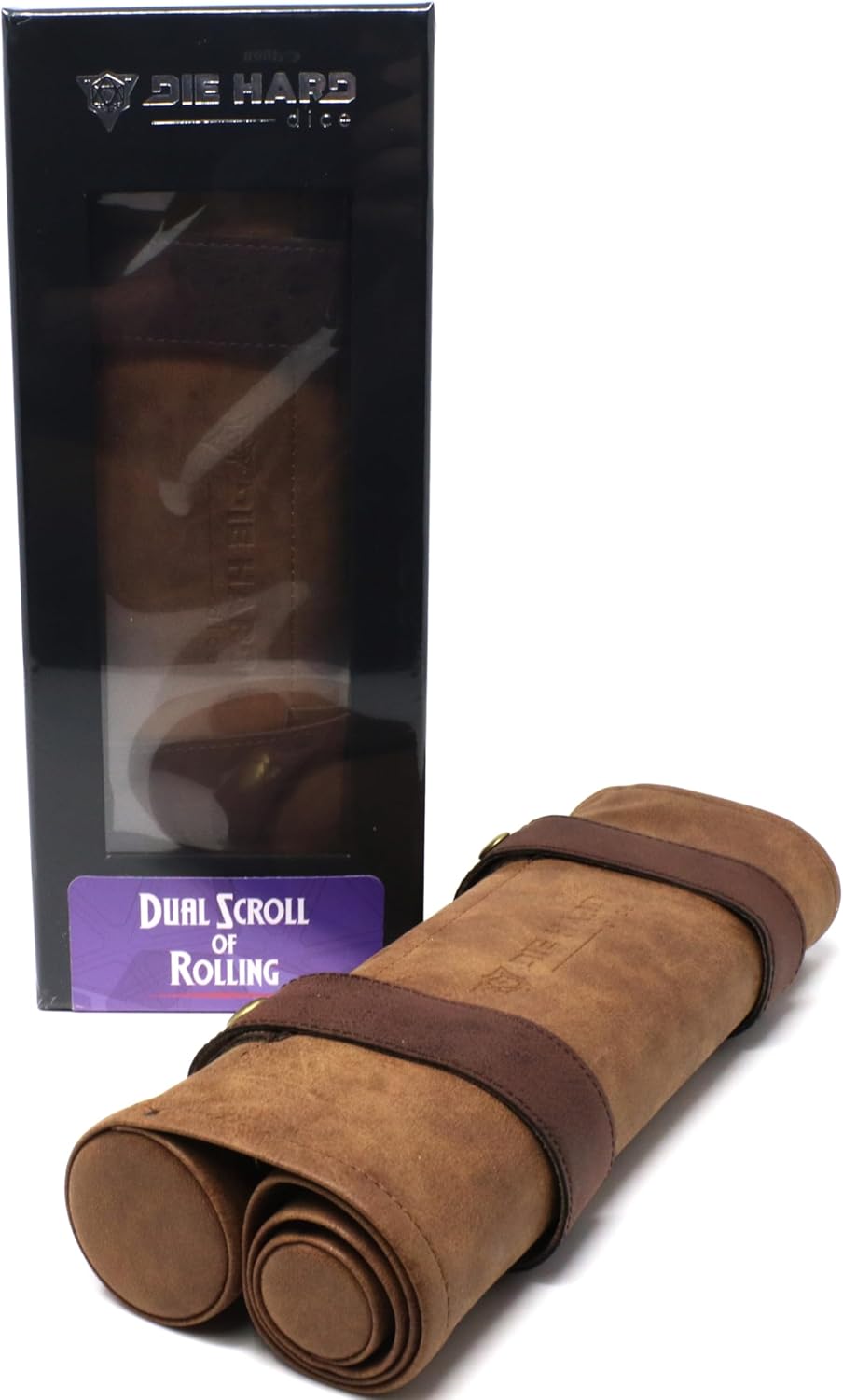 Die Hard Dice Dual Scroll of Rolling - Dice and Game Mat with Magnetic Clasps, 2 Storage Compartments & 3 Removable Containers - For Dice, Miniatures, & Accessories for DnD, other TTRPGs and Cosplay