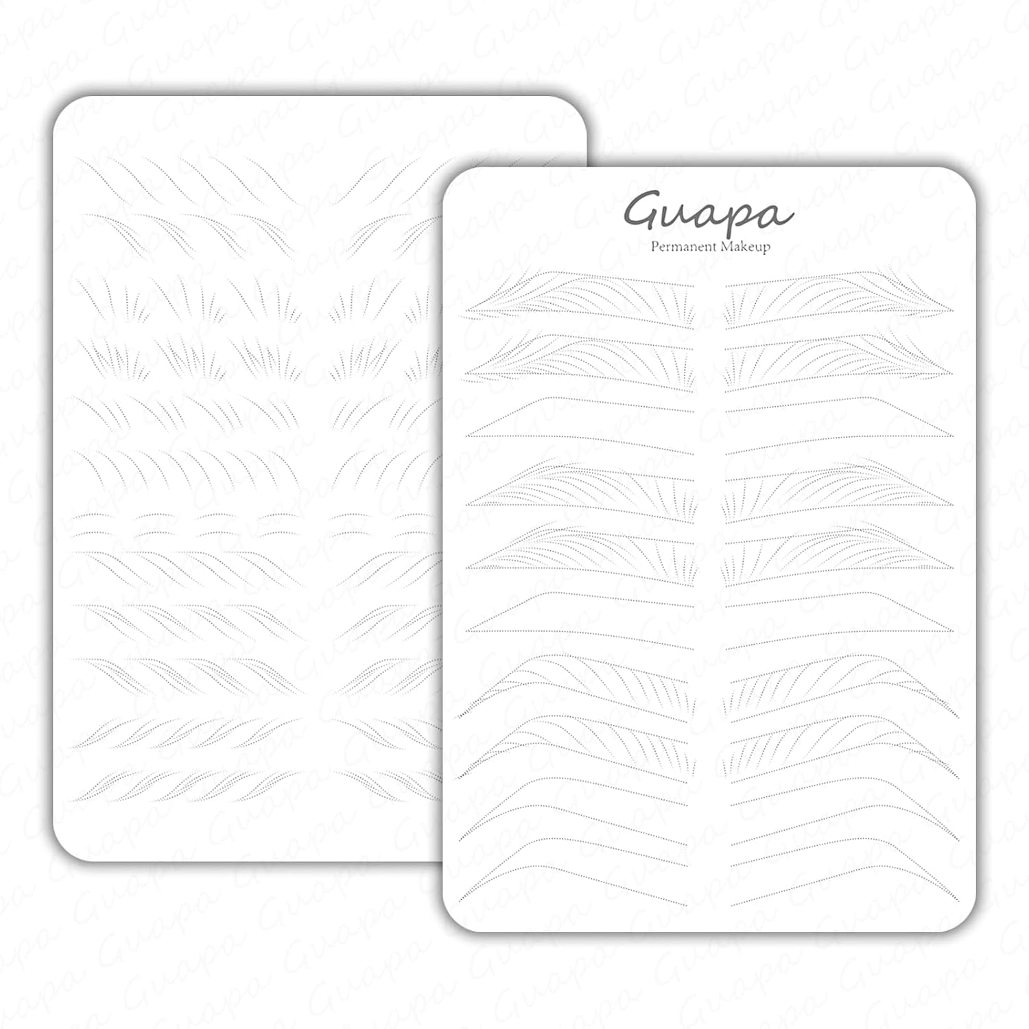 3pcs Double Sided Pre-printed Strokes Practice Skin with Basic Hairstroke Foundation Silicone Hair Strokes Practice Pad (Male Brow Pattern)