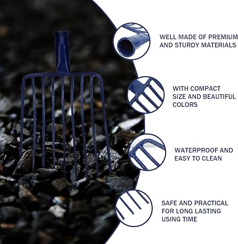 Miniatura 6 de Rastrillo de hoja de jardín Pala de ceniza: Pala de chimenea Pala de carbón Pala de carbón Hojas de metal Rastrillo Hierba Trituración Tenedor para