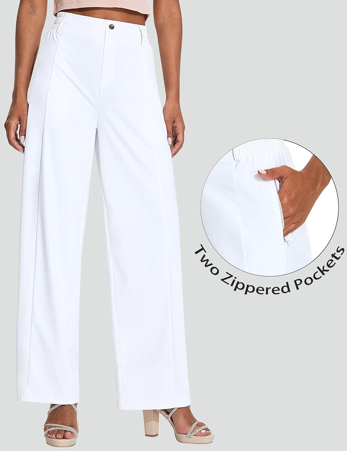 Women's Wide Leg Golf Dress Pants 27"/29"/31" Flowy Travel Work Slacks Trousers UPF 50+ Business Casual Outfits Palazzo Pants - Image 3
