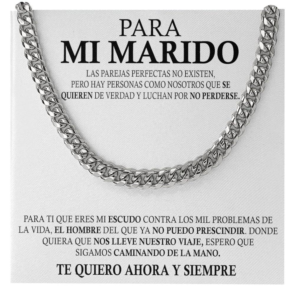 Collar Cubano para Hombre Cadena Hombres regalos originales - Ideas de Regalo para Él Navidad Cumpleaños - Set de Regalo con DEDICACIÓN incluido
