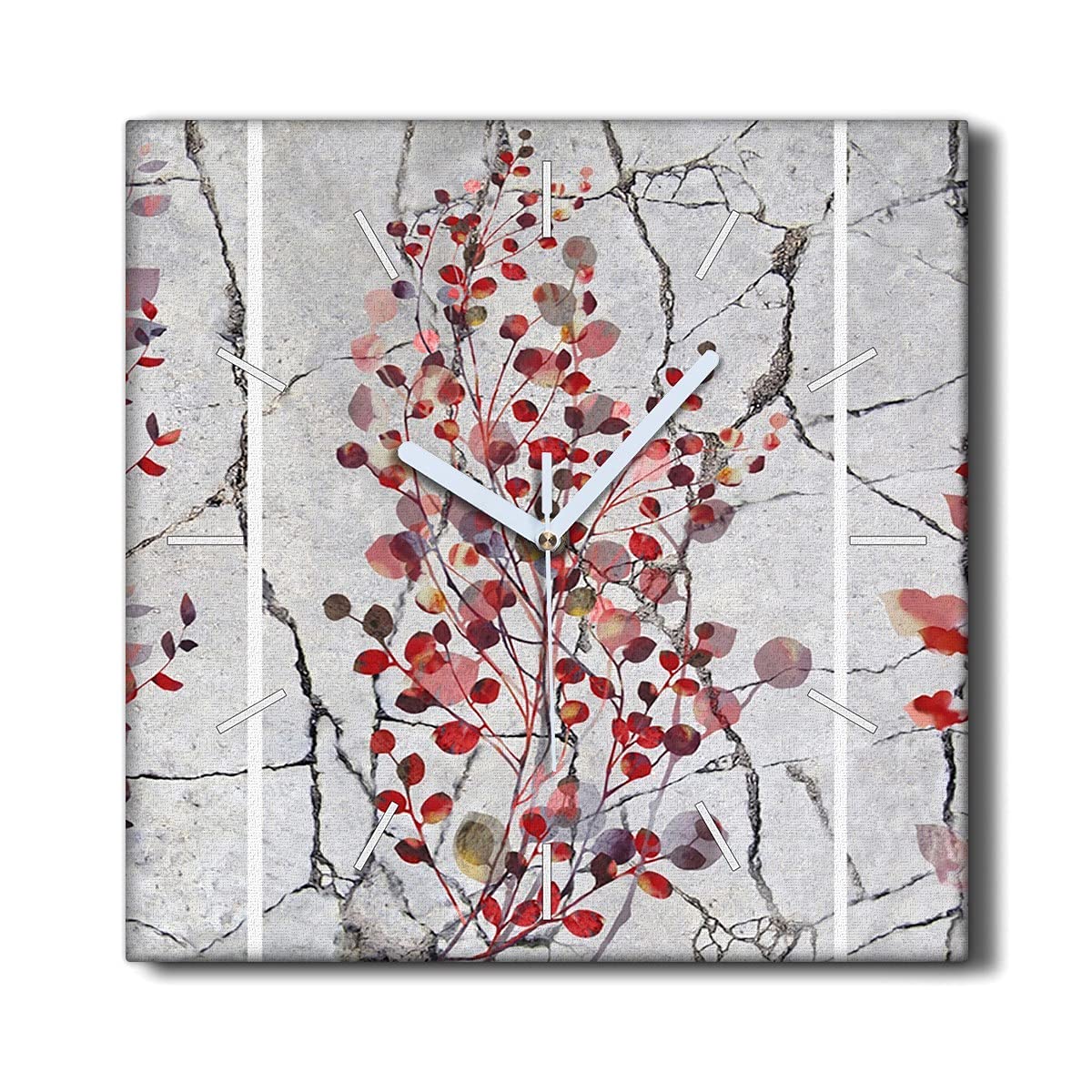 Horloge sur Toile 30x30cm Branches de Feuilles pour Déco de Salon