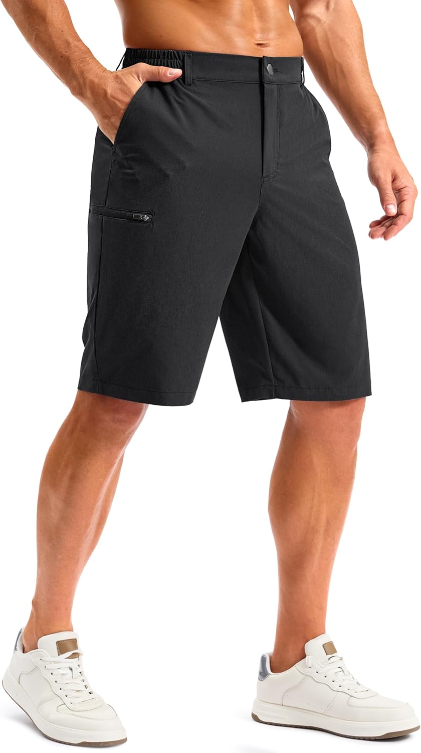 G Gradual Men's Golf Shorts 11" Long with 4 Pockets Lightweight Knee Length Elastic Waist Quick Dry Casual Dress Work Shorts