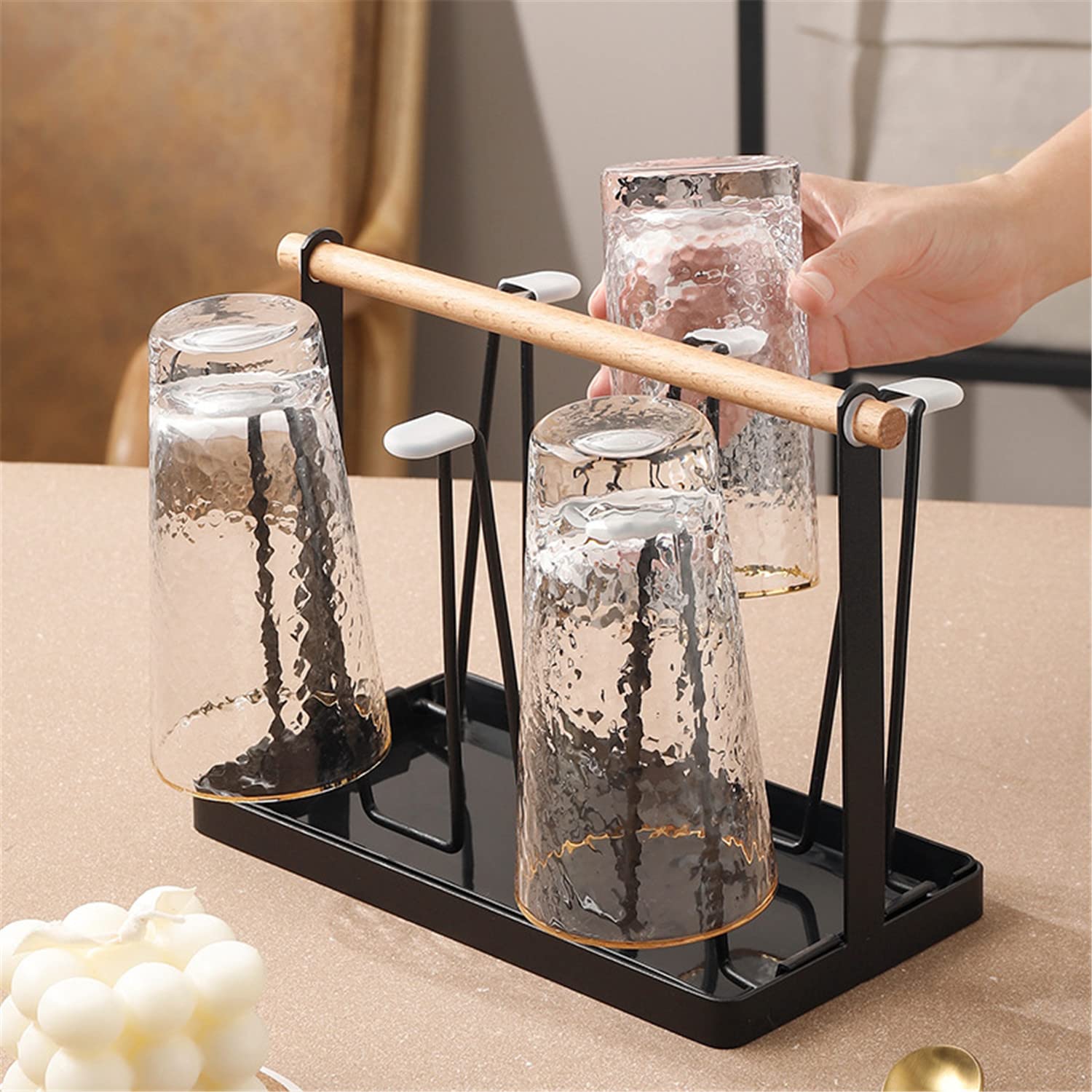 Séchoir à Bouteilles Pliable TOATELU - Support Fer Multifonction Pour Cuisine | Noir