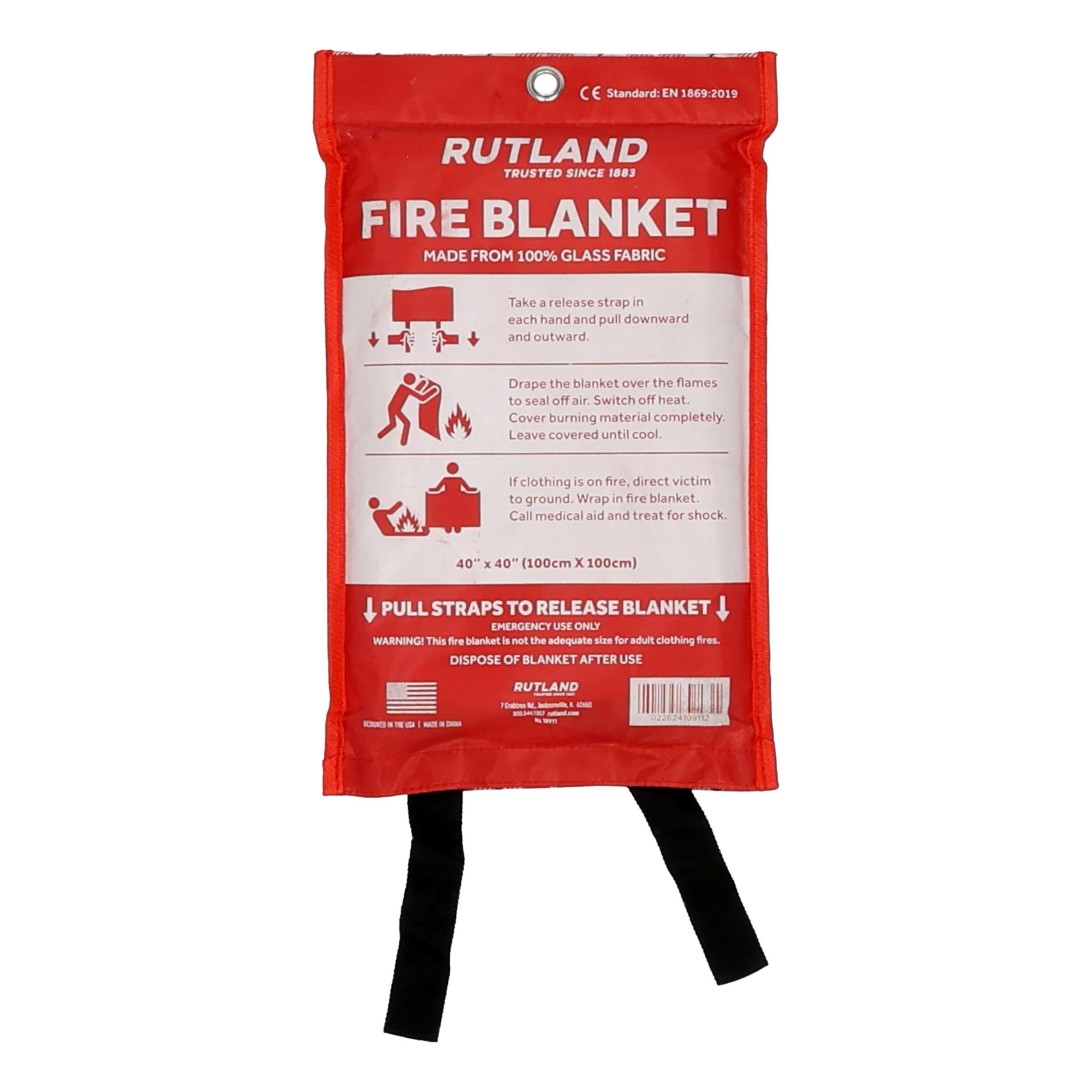 Rutland - Manta ignífuga para emergencias en el hogar y la cocina, 1 paquete, 40 x 40 pulgadas, manta de fibra de vidrio para supresión de incendios, seguridad para parrilla, campamento y barcos (4)
