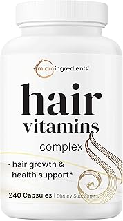 Micro Ingredients Hair Growth Vitamins for Women & Men, 240 Capsules | 14-in-1 Formula with Biotin, Collagen, Keratin, Saw Palmetto & More | Thicker, Fuller, Nourishes Thinning & Loss Hair Support