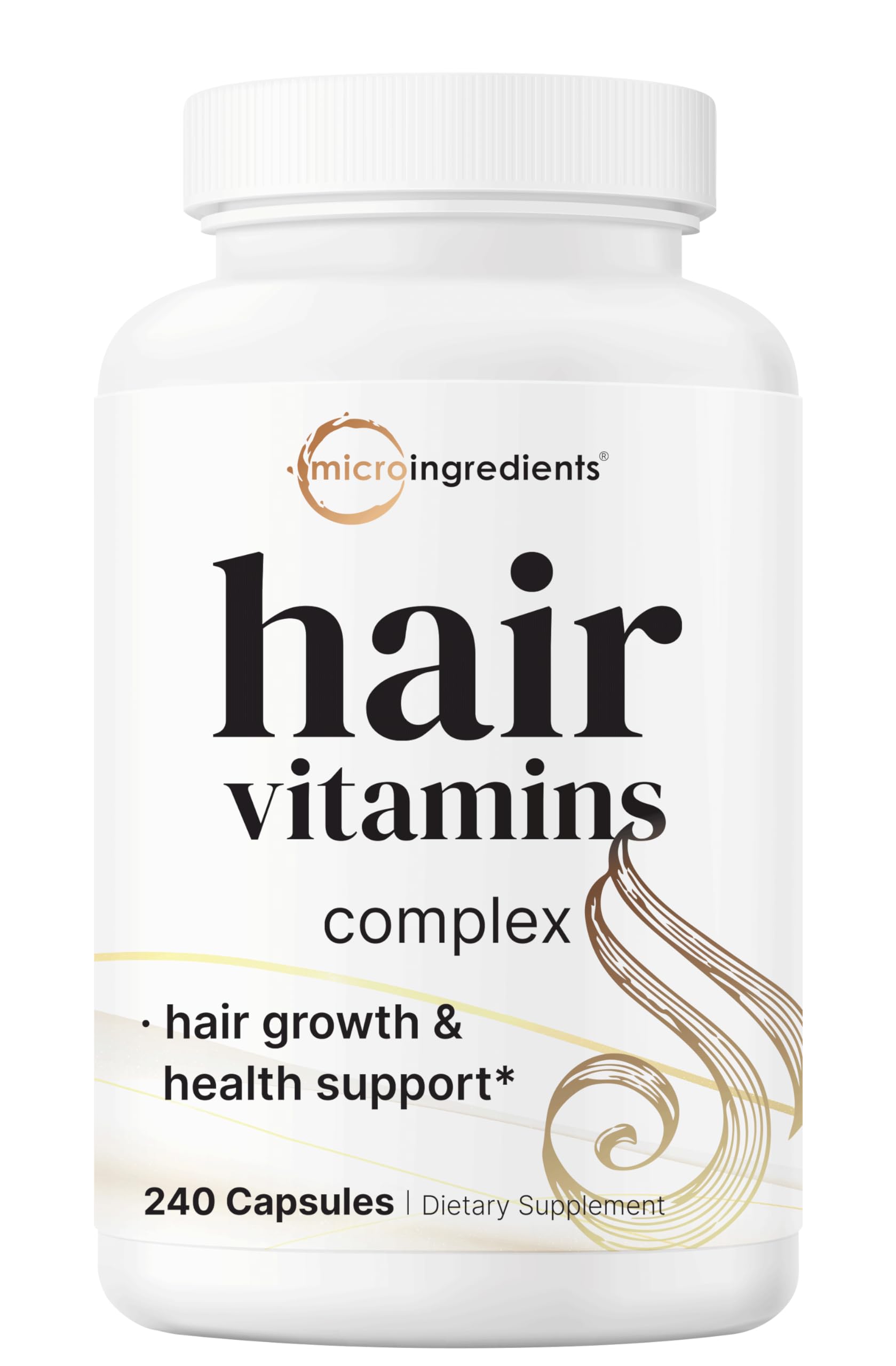 Micro Ingredients Hair Growth Vitamins for Women & Men, 240 Capsules | 14-in-1 Formula with Biotin, Collagen, Keratin, Saw Palmetto & More | Thicker, Fuller, Nourishes Thinning & Loss Hair Support