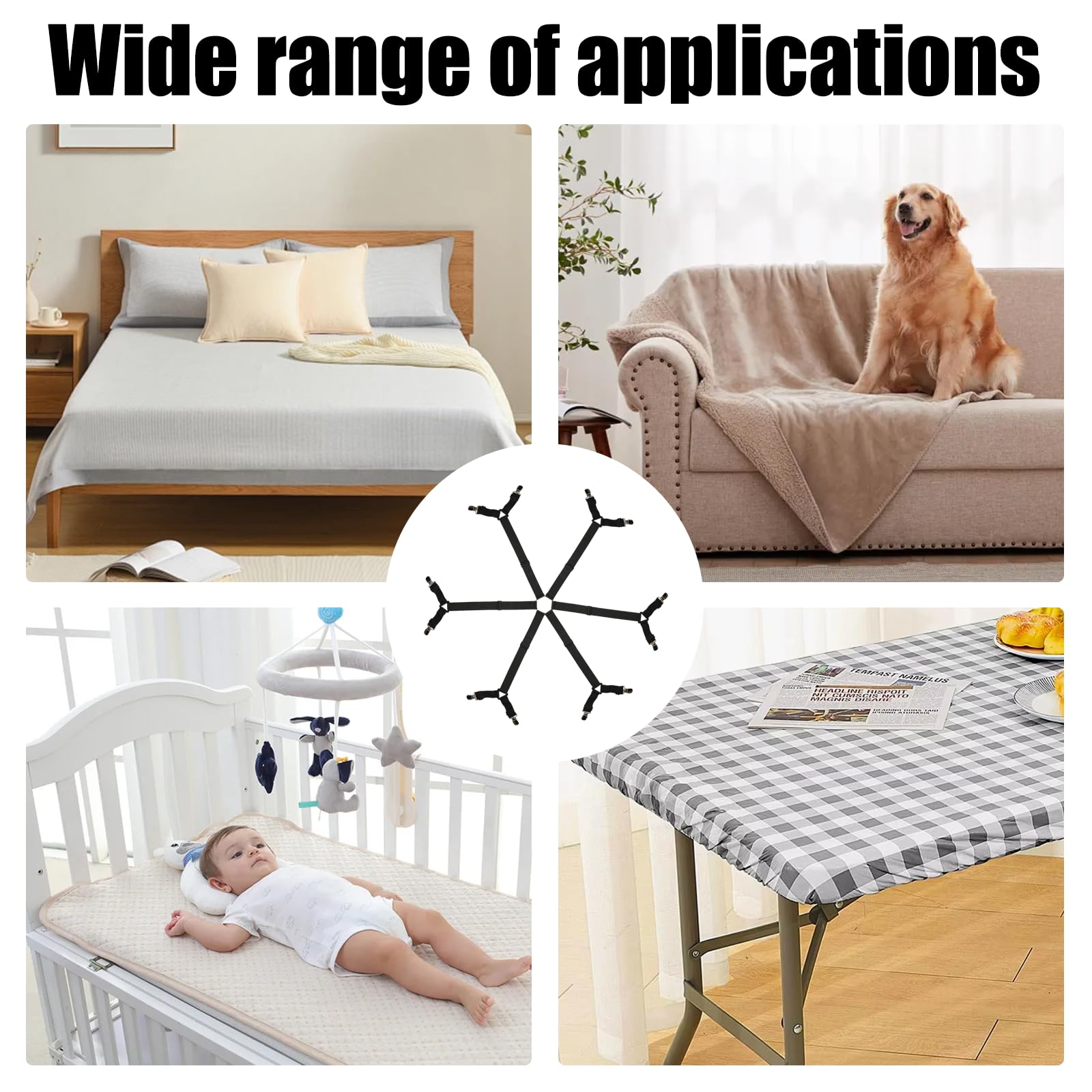 Napinacze do prześcieradeł, Regulowane uchwyty do pościeli, Napinacze do prześcieradła na łóżko, Spinacze do pościeli, Sprężyny do pościeli, Napinacze do prześcieradła z klipsem, Uchwyty do